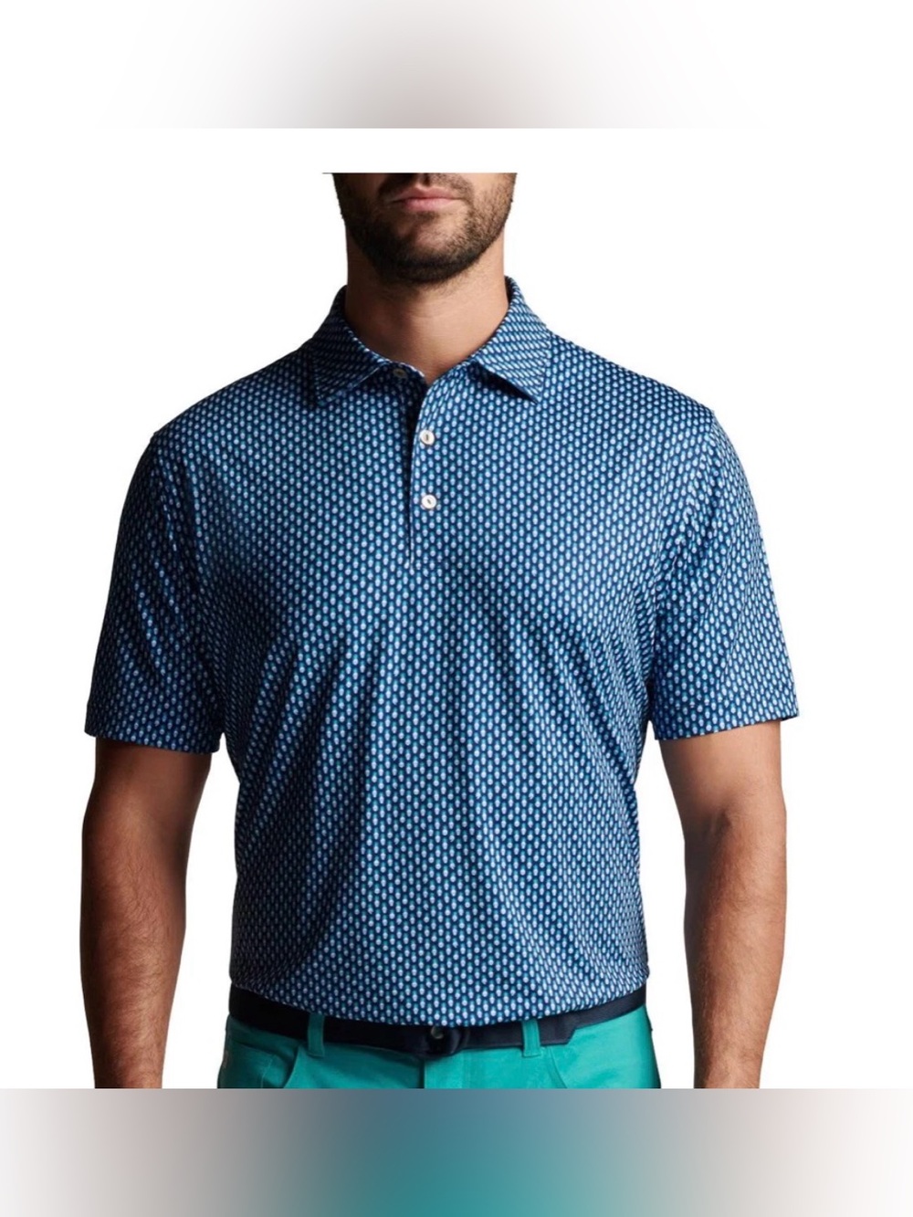 Peter Millar Polo Golf Shirt Pina Skullada Performance Men's Blue Skulls Large